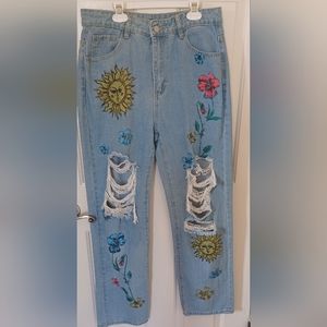 Adorable, artsy denim jeans